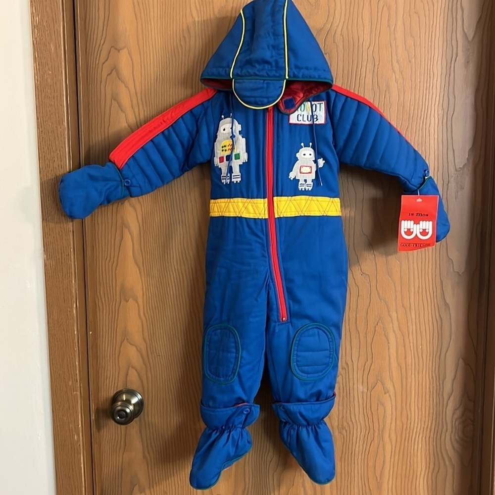 Vintage‎ GoodFriends 18M Robot Snowsuit With Detachable Mittens & Footies NWT